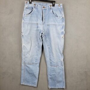 Key Apparel Carpenter Jeans Mens‎ 35x29 Blue Denim Cotton Straight Leg Workwear